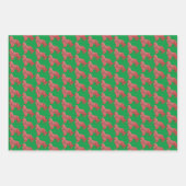 オーストラリア羊飼い犬シルエットグリーンウーフマス ラッピングペーパーシート (正面3)