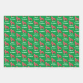 オーストラリア羊飼い犬シルエットグリーンウーフマス ラッピングペーパーシート (正面)