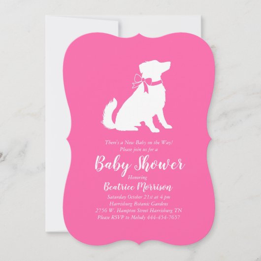 オーストラリア羊飼い犬ベビーシャワーピンクの女の子 招待状 (正面)