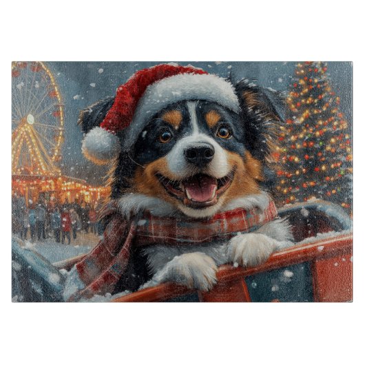 オーストラリア羊飼い犬ローラーコースタークリスマス カッティングボード (正面)