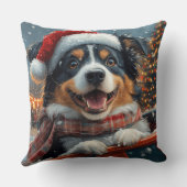 オーストラリア羊飼い犬ローラーコースタークリスマス クッション (裏面)