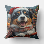 オーストラリア羊飼い犬ローラーコースタークリスマス クッション (正面)