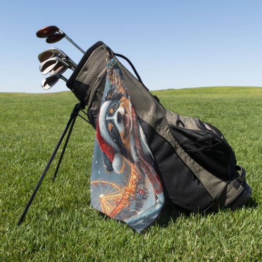 オーストラリア羊飼い犬ローラーコースタークリスマス ゴルフタオル (グリーン)