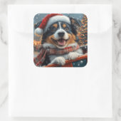 オーストラリア羊飼い犬ローラーコースタークリスマス スクエアシール (バッグ)