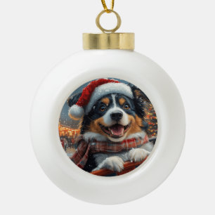 オーストラリア羊飼い犬ローラーコースタークリスマス セラミックボールオーナメント