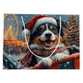 オーストラリア羊飼い犬ローラーコースタークリスマス ラージペーパーバッグ (裏面)