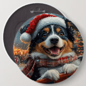 オーストラリア羊飼い犬ローラーコースタークリスマス 缶バッジ (正面&裏面)