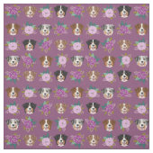 オーストラリア羊飼い犬顔紫フローラ ファブリック (見本)