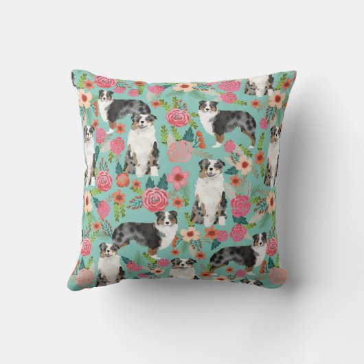 オーストラリア羊飼い花模様枕 クッション (裏面)