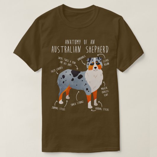 オーストラリア羊飼い解剖学1 Tシャツ (デザイン正面)