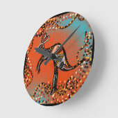 オーストラリア美術 ラウンド壁時計 (傾斜)