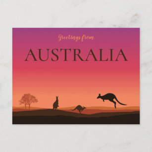 オーストラリア葉書カンガルーからの挨拶 ポストカード