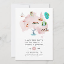 オーストラリア行き先結婚式の水彩地図