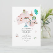 オーストラリア行き先結婚式の水彩地図 招待状 (スタンド正面)