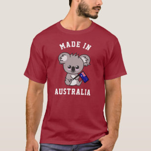 オーストラリア製：オーストラリア国旗Tを掲げるコアラ Tシャツ