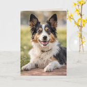 オーストラリア誕生日犬とスマイル カード (黄色い花)