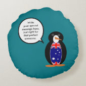 オーストラリア語でペンギンパーソナライズされた語 ラウンドクッション (裏面)