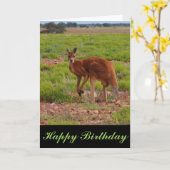 オーストラリア赤カンガルー空白の誕生日カード カード (黄色い花)