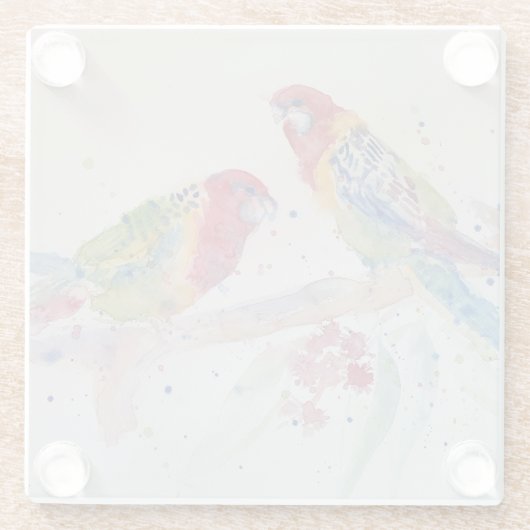 オーストラリア赤ロセラパロットウォーターのカラーアート ガラスコースター (裏面)