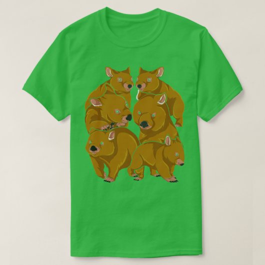 オーストラリア野生生物かわいいウォンバット Tシャツ (デザイン正面)