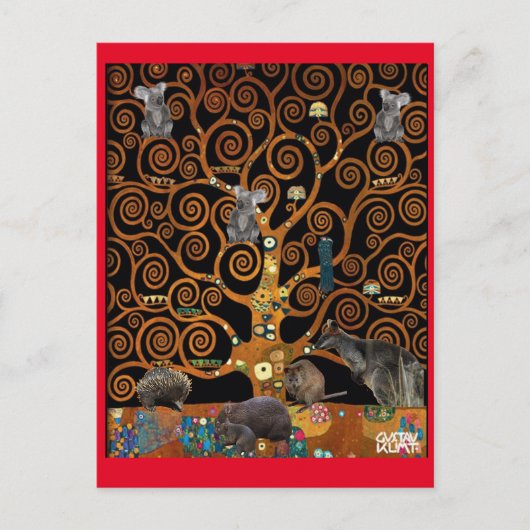オーストラリア野生生物の木のパロディクリムト、 ポストカード (正面)