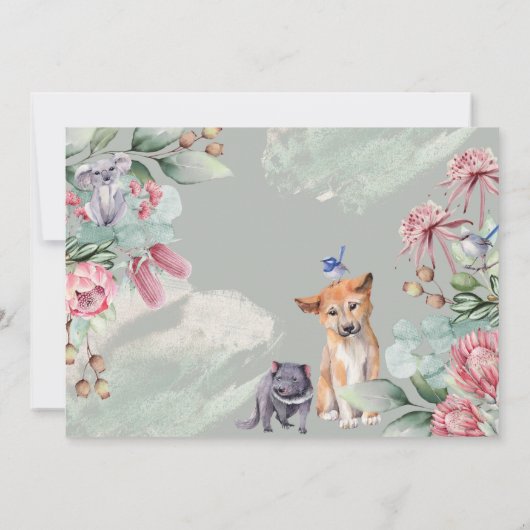 オーストラリア野生生物先住民動物緑のフローラ サンキューカード (裏面)