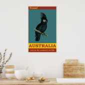 オーストラリア黒コカトゥーバードヴィンテージ旅行 ポスター (キッチン)