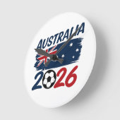 オーストラリア2026サッカー応援デザイン フラグカラー ラウンド壁時計 (傾斜)