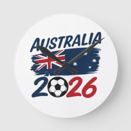 オーストラリア2026サッカー応援デザイン フラグカラー ラウンド壁時計