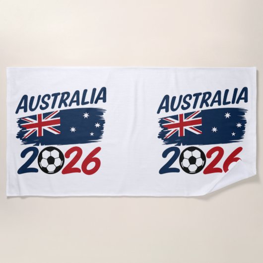 オーストラリア2026サッカー ファンデザインフラッグカラー ビーチタオル (正面)