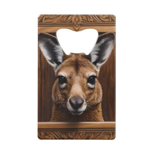 オーストラリア3Dウッドプリントカンガルー クレジットカード栓抜き