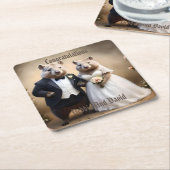 オーストラリア・ウォンバットのオーストラリア結婚結婚式 スクエアペーパーコースター (アングル)