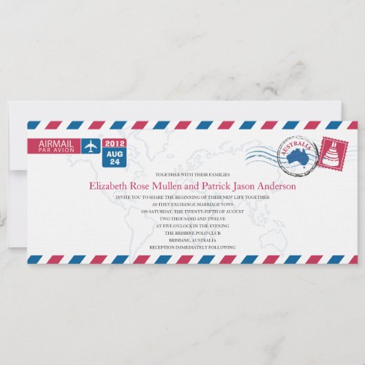 オーストラリア エアメール 結婚式の招待状 招待状 (正面)