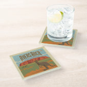 オーストラリア |エアーズロックカンガルー ガラスコースター (アングル)