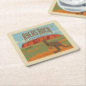 オーストラリア |エアーズロックカンガルー スクエアペーパーコースター (アングル)