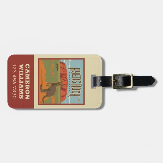 オーストラリア |エアーズロックカンガルー ラゲッジタグ (正面横)