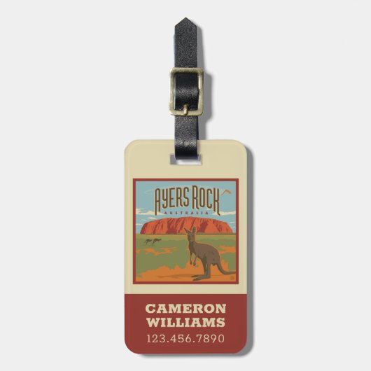 オーストラリア |エアーズロックカンガルー ラゲッジタグ (正面縦)