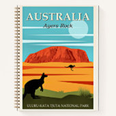 オーストラリア、エアーズロック、ヴィンテージ旅行ポスター ノートブック (正面)