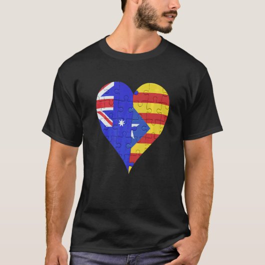 オーストラリア カタルーニャ州旗 ハート Tシャツ (正面)