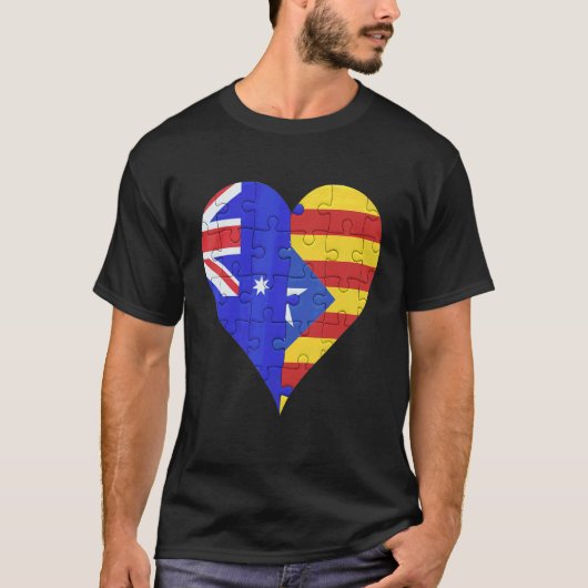 オーストラリア カタルーニャ州旗 ハート Tシャツ (正面)