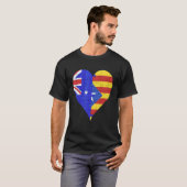 オーストラリア カタルーニャ州旗 ハート Tシャツ (正面フル)