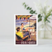 オーストラリア、カップル楽しむオンテラス、ヴィンテージ旅行 ポストカード (スタンド正面)