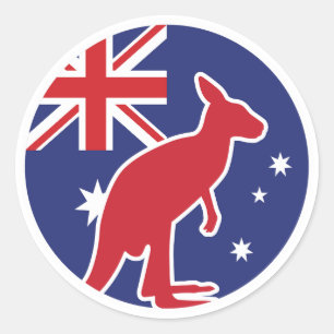 オーストラリア・カンガルーオーストラリア国家動物国旗 ラウンドシール