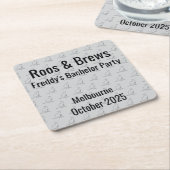 オーストラリア カンガルー独身パーティコースター スクエアペーパーコースター (アングル)