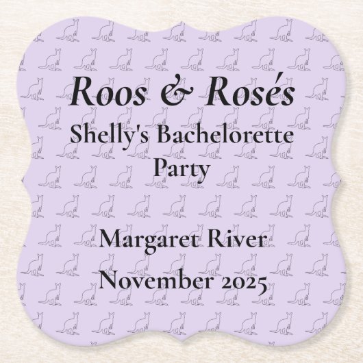 オーストラリア カンガルー ブライズパーティー デザイン ペーパーコースター (正面)