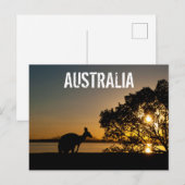 オーストラリア クイーンズランド州 山々 カンガルー 日没 ポストカード (正面/裏面)