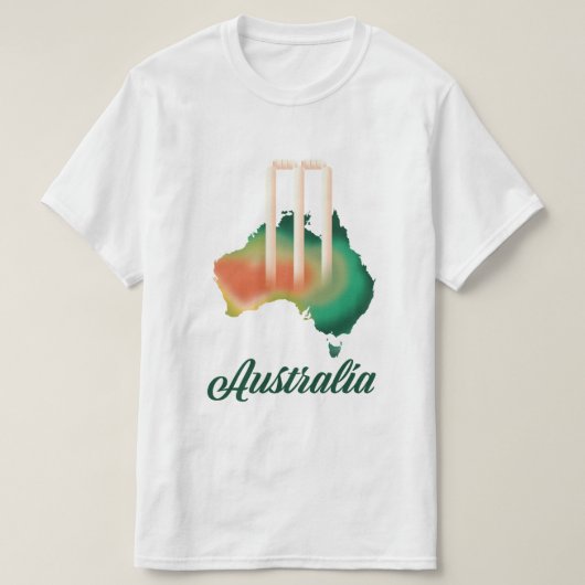 オーストラリア クリケット地図 Tシャツ (デザイン正面)