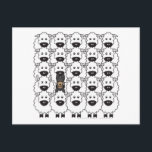 オーストラリア・ケルピーの羊 ポストカード<br><div class="desc">ヘルディングお洒落セットのケルピーイラストレーション。この犬種のデザインは、羊の群れの中にオーストラリアのケルピーを備えている。赤いケルピーも用意。</div>