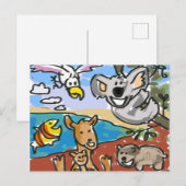 オーストラリア・コアラ・ウォンバットカンガルーボーイガール ポストカード (正面/裏面)