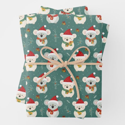 オーストラリア・コアラ・クリスマス ラッピングペーパーシート (インサイチュ)